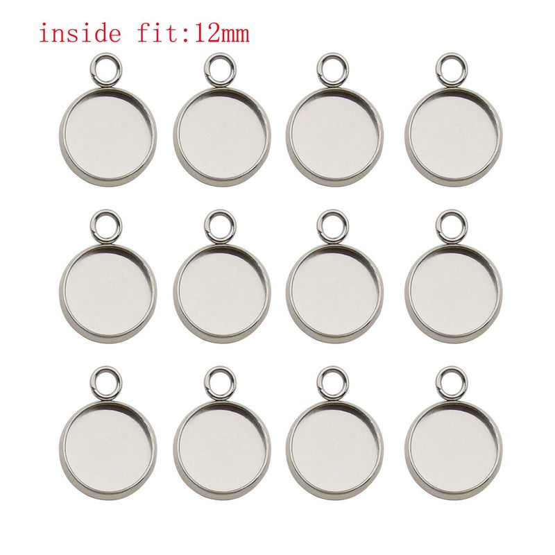 iloveDIYbeads 50pcs Fit 12mm Stainless Steel Round Blank Bezel Pendant Trays Base Cabochon Settings Trays Pendant Blanks for Jewelry Making DIY Findings (10162-12mm) - Image 2